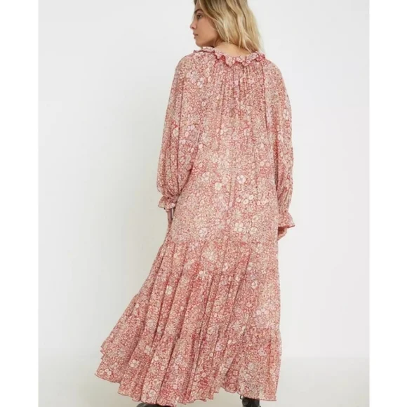 Free People Feeling Groovy Maxi Dress Red Combo M - Picture 3 of 15